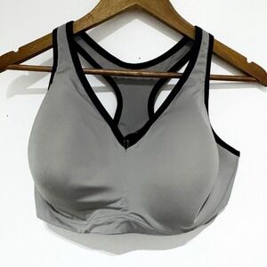 Natori Sports Bra 40 DDD Gray Black Power Yogi Racerback Underwire Back Closure